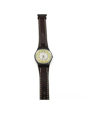 Very Rare 2007 Swatch Lady Especially For Her LM129 Crystal Leather Watch